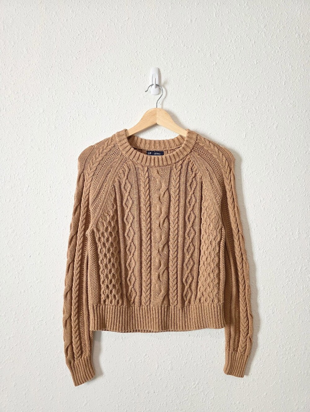 Gap Brown Cable Knit Crew Sweater XSP